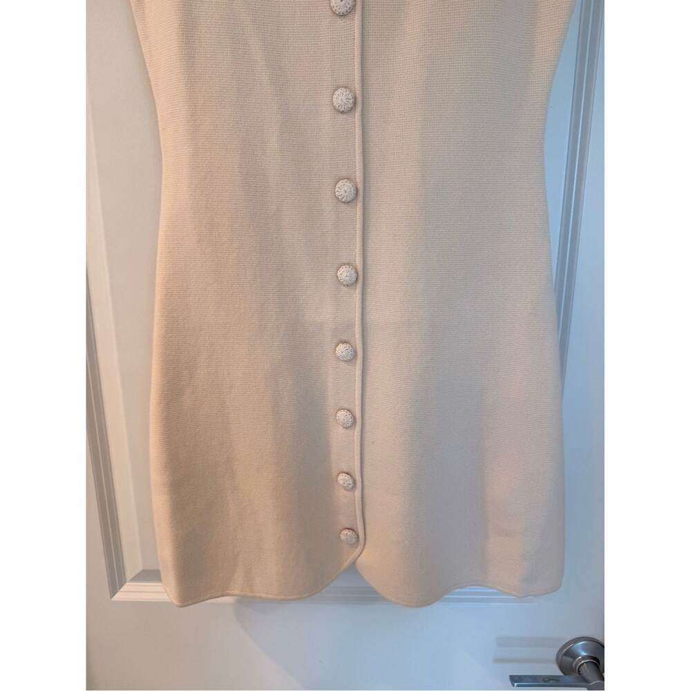 NWOT Sezane Classic Cream Button-Front Sleeveless Knit Cotton CHARLIE Dress - Picture 7 of 11